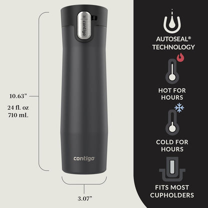AUTOSEAL West Loop Vacuum-Insulated Stainless Steel Travel Mug with Easy-Clean Lid 16 oz