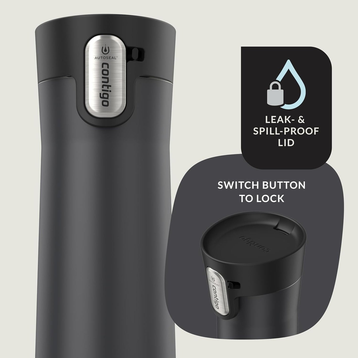 AUTOSEAL West Loop Vacuum-Insulated Stainless Steel Travel Mug with Easy-Clean Lid 16 oz