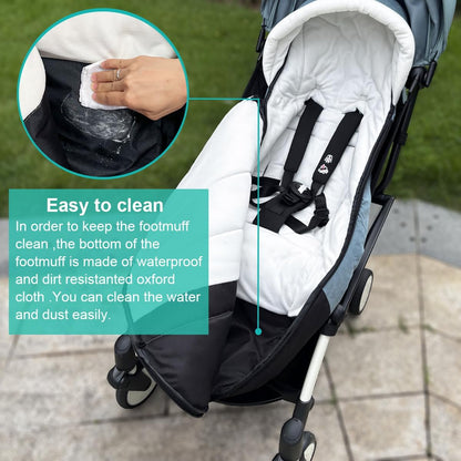 Universal Pushchair Footmuff for Babyzen YOYO/YOYO2 /Joolz/Bugaboo, Waterproof Fabric Base, Easy-Clean, Warm Foot Cover for Strollers