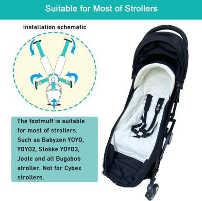 Universal Pushchair Footmuff for Babyzen YOYO/YOYO2 /Joolz/Bugaboo, Waterproof Fabric Base, Easy-Clean, Warm Foot Cover for Strollers
