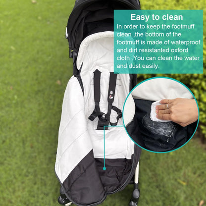 Universal Pushchair Footmuff for Babyzen YOYO/YOYO2 /Joolz/Bugaboo, Waterproof Fabric Base, Easy-Clean, Warm Foot Cover for Strollers