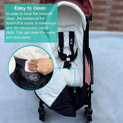 Universal Pushchair Footmuff for Babyzen YOYO/YOYO2 /Joolz/Bugaboo, Waterproof Fabric Base, Easy-Clean, Warm Foot Cover for Strollers