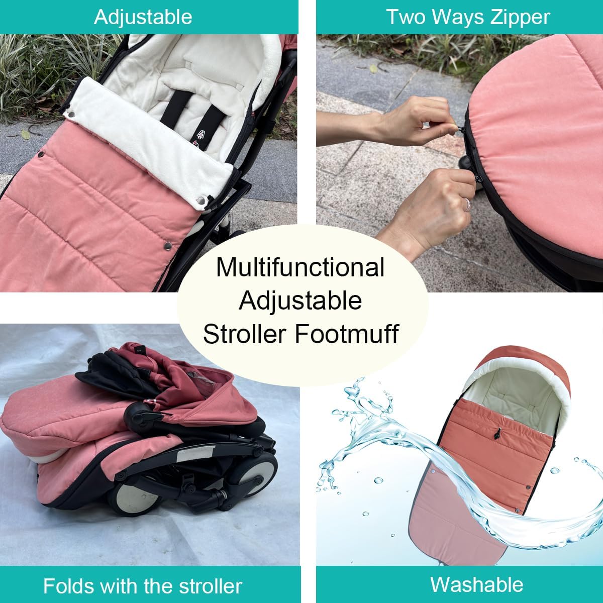 Universal Pushchair Footmuff for Babyzen YOYO/YOYO2 /Joolz/Bugaboo, Waterproof Fabric Base, Easy-Clean, Warm Foot Cover for Strollers