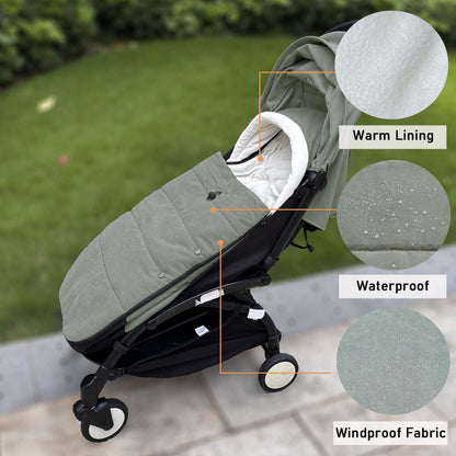 Universal Pushchair Footmuff for Babyzen YOYO/YOYO2 /Joolz/Bugaboo, Waterproof Fabric Base, Easy-Clean, Warm Foot Cover for Strollers