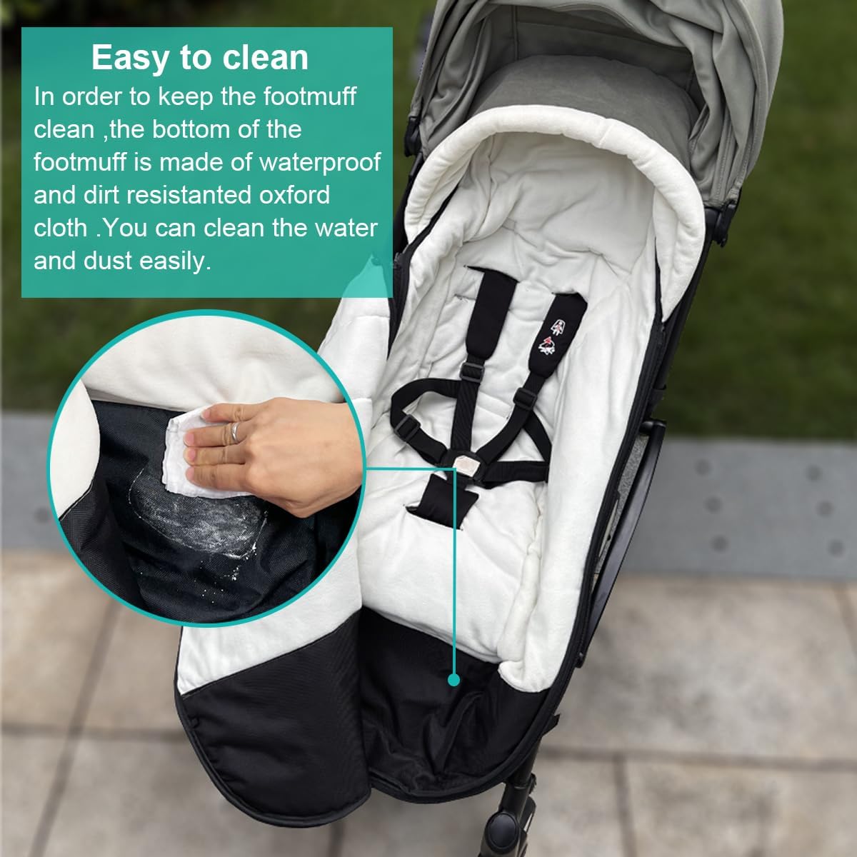 Universal Pushchair Footmuff for Babyzen YOYO/YOYO2 /Joolz/Bugaboo, Waterproof Fabric Base, Easy-Clean, Warm Foot Cover for Strollers