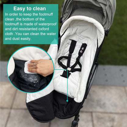 Universal Pushchair Footmuff for Babyzen YOYO/YOYO2 /Joolz/Bugaboo, Waterproof Fabric Base, Easy-Clean, Warm Foot Cover for Strollers