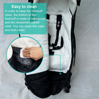Universal Pushchair Footmuff for Babyzen YOYO/YOYO2 /Joolz/Bugaboo, Waterproof Fabric Base, Easy-Clean, Warm Foot Cover for Strollers