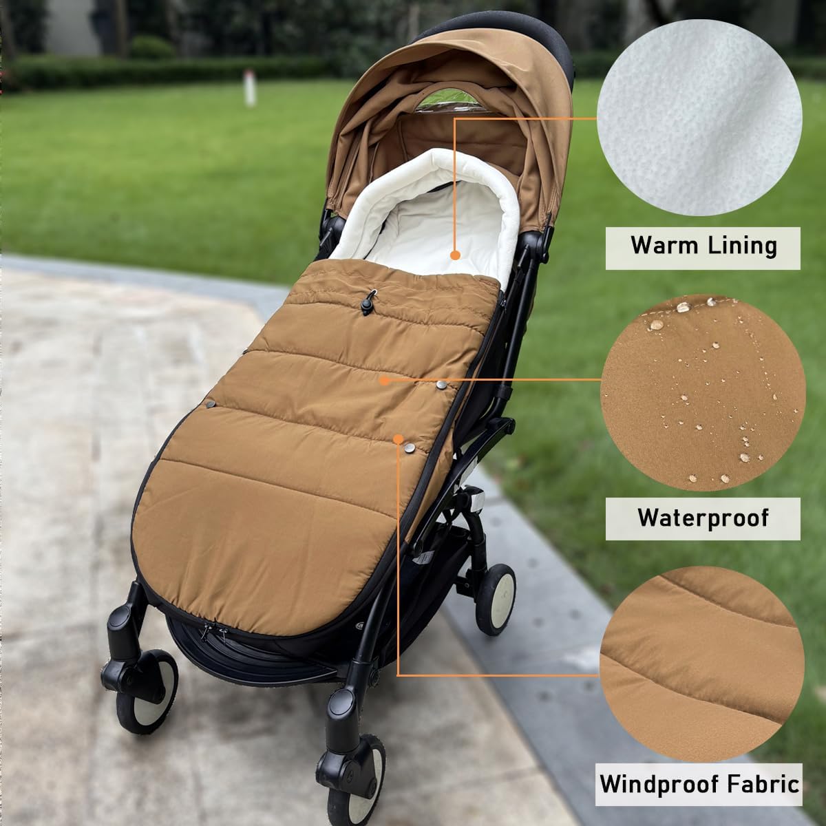 Universal Pushchair Footmuff for Babyzen YOYO/YOYO2 /Joolz/Bugaboo, Waterproof Fabric Base, Easy-Clean, Warm Foot Cover for Strollers