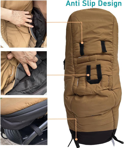 Universal Pushchair Footmuff for Babyzen YOYO/YOYO2 /Joolz/Bugaboo, Waterproof Fabric Base, Easy-Clean, Warm Foot Cover for Strollers