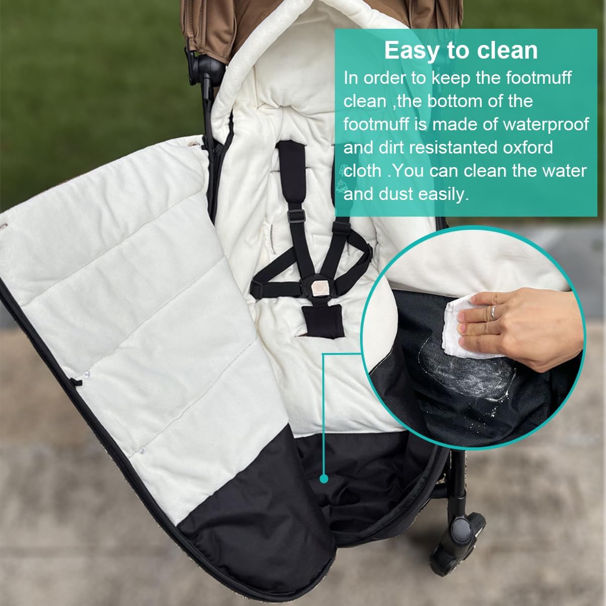 Universal Pushchair Footmuff for Babyzen YOYO/YOYO2 /Joolz/Bugaboo, Waterproof Fabric Base, Easy-Clean, Warm Foot Cover for Strollers
