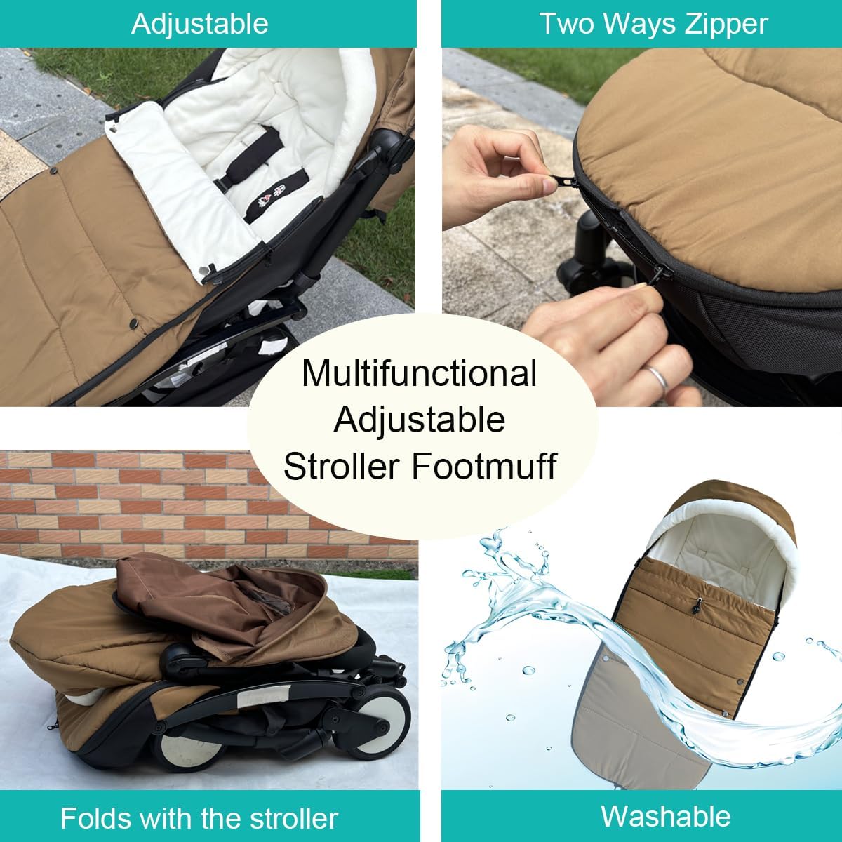 Universal Pushchair Footmuff for Babyzen YOYO/YOYO2 /Joolz/Bugaboo, Waterproof Fabric Base, Easy-Clean, Warm Foot Cover for Strollers