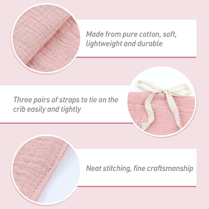 2pcs Cotton Pram Stroller Caddy Baby Crib Hanging Organizers Storage Pockets Nappy Diaper Bags Bedside Pockets for Milk Bottle/Soothing Toys/Wipes (Pink Set)