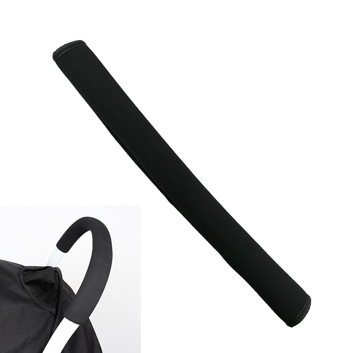Universal Stroller Handle Sleeve Cover, Replacement Baby Stroller Handle Pads, Handle Sleeve Cover for Baby Stroller Pushchair, Pushchair Armrest Handle Protector Cover,18.9inch*6.3inch (Black)