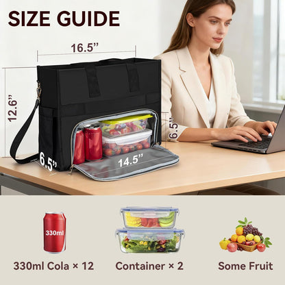 Insulated Lunch Bag for Women, 15.6" Laptop Tote with Leakproof Cooler Compartment for Nurse Teacher Work Office and Outdoor