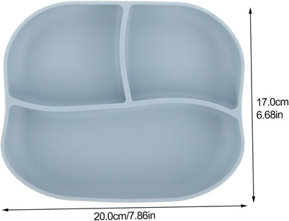 Food Grade Silicone Suction Cup Food Eating Plate for Elderly and Patients Divided Non Slip Suction Base and Portable Home Dining Tableware