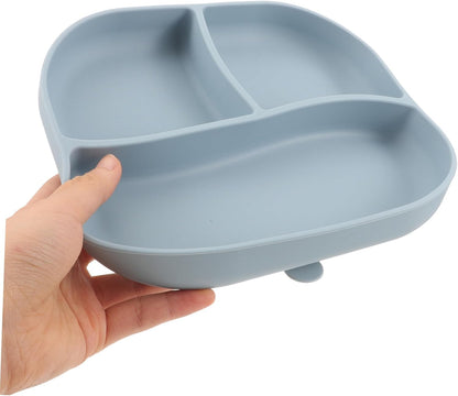 Food Grade Silicone Suction Cup Food Eating Plate for Elderly and Patients Divided Non Slip Suction Base and Portable Home Dining Tableware