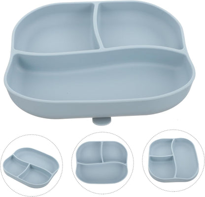 Food Grade Silicone Suction Cup Food Eating Plate for Elderly and Patients Divided Non Slip Suction Base and Portable Home Dining Tableware