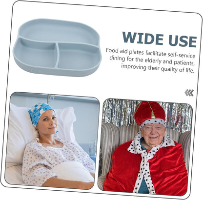 Food Grade Silicone Suction Cup Food Eating Plate for Elderly and Patients Divided Non Slip Suction Base and Portable Home Dining Tableware