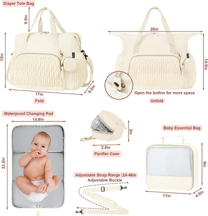 Diaper Tote Bag for Baby 6PCS, Large Mom Hospital Bags with Changing Pad