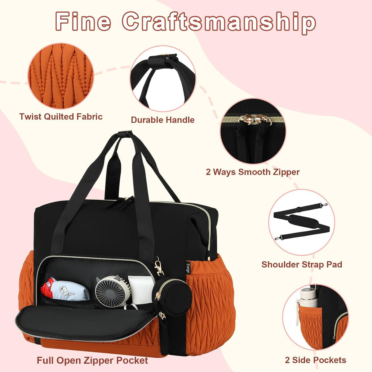 Diaper Tote Bag for Baby 6PCS, Large Mom Hospital Bags with Changing Pad