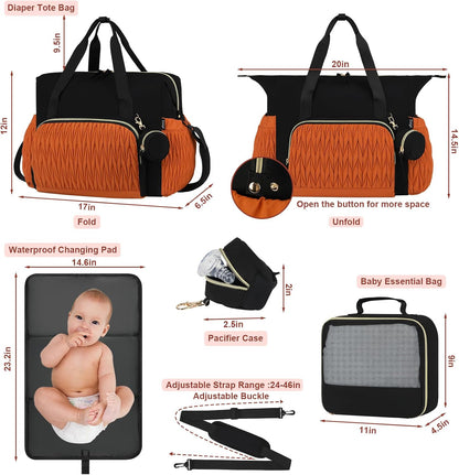 Diaper Tote Bag for Baby 6PCS, Large Mom Hospital Bags with Changing Pad