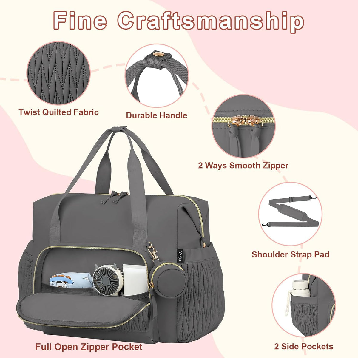 Diaper Tote Bag for Baby 6PCS, Large Mom Hospital Bags with Changing Pad