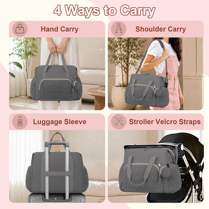 Diaper Tote Bag for Baby 6PCS, Large Mom Hospital Bags with Changing Pad