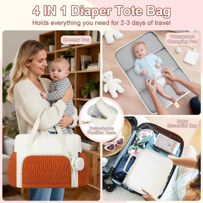 Diaper Tote Bag for Baby 6PCS, Large Mom Hospital Bags with Changing Pad