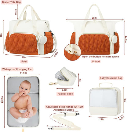 Diaper Tote Bag for Baby 6PCS, Large Mom Hospital Bags with Changing Pad