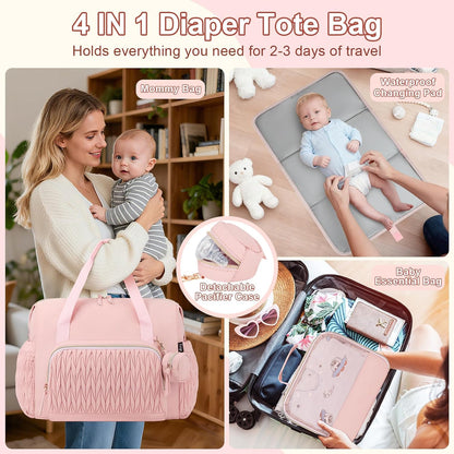 Diaper Tote Bag for Baby 6PCS, Large Mom Hospital Bags with Changing Pad
