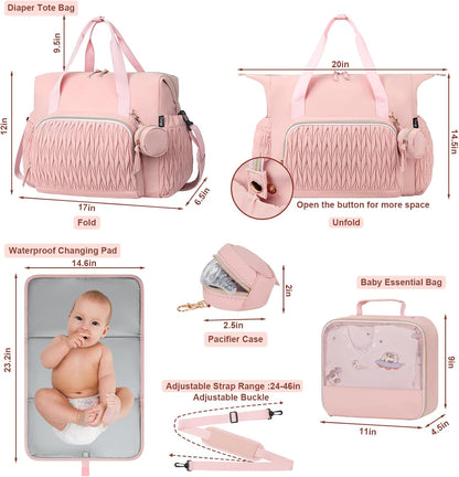 Diaper Tote Bag for Baby 6PCS, Large Mom Hospital Bags with Changing Pad
