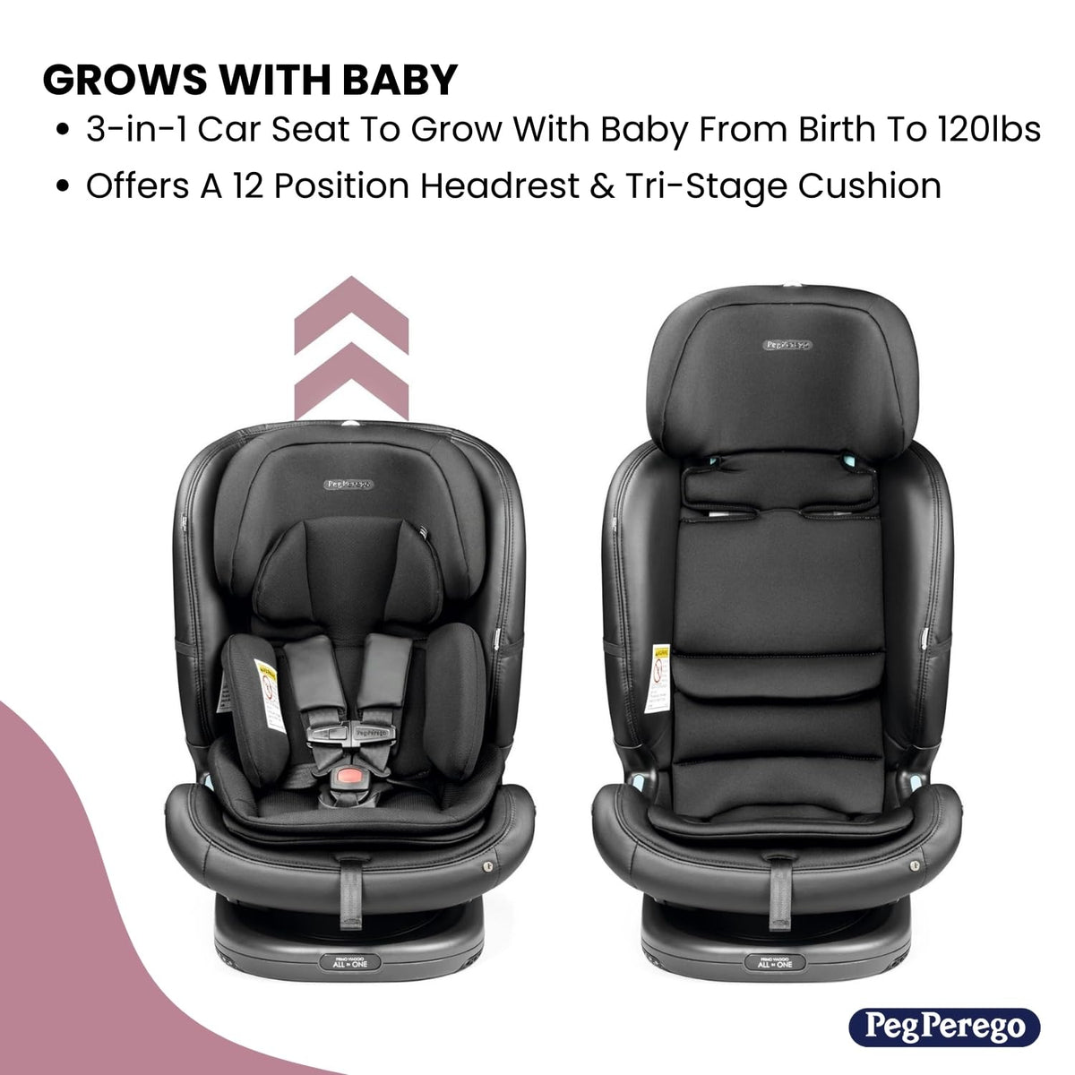 Primo Viaggio All-in-One Convertible Car Seat – Newborn to 10+ Years – 5-120 lbs – Height Adjustable & Slim, 100% FR-Free, Made in Italy, Astral (Beige)