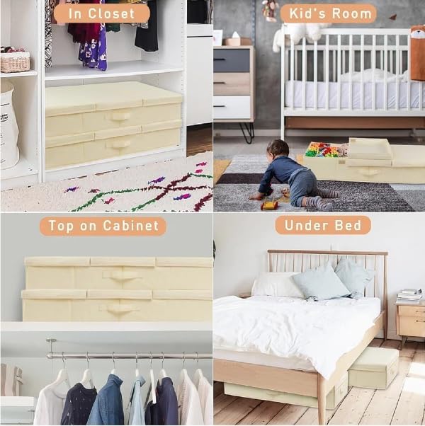 6 in Tall Under Bed Storage Containers with Lids, Grey