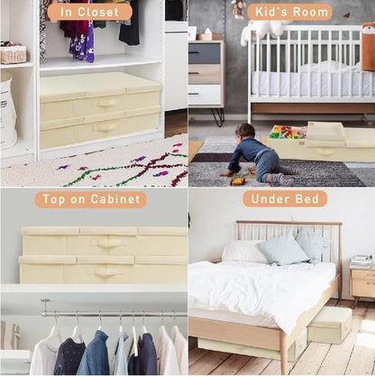6 in Tall Under Bed Storage Containers with Lids, Grey