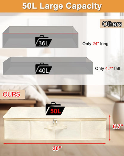 6 in Tall Under Bed Storage Containers with Lids, Grey