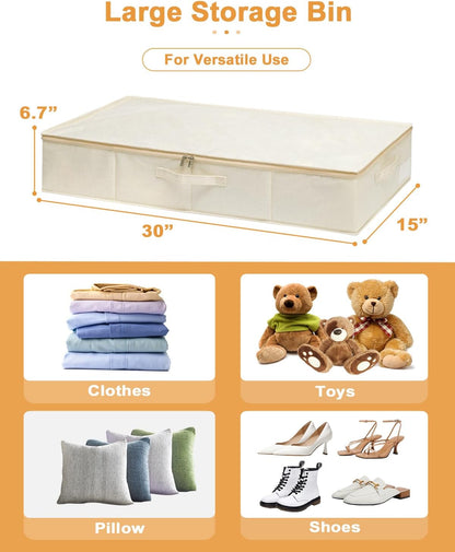 6 in Tall Under Bed Storage Containers with Lids, Grey