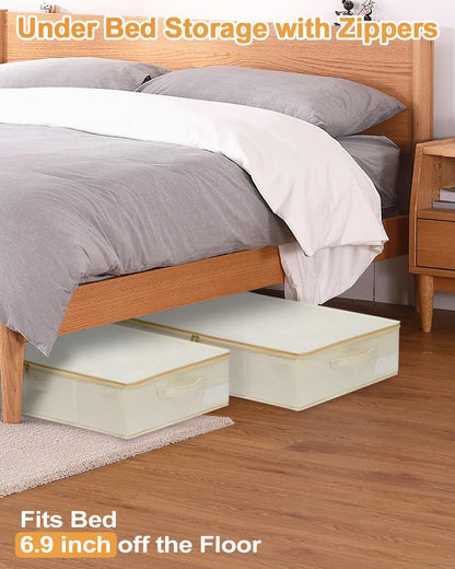 6 in Tall Under Bed Storage Containers with Lids, Grey