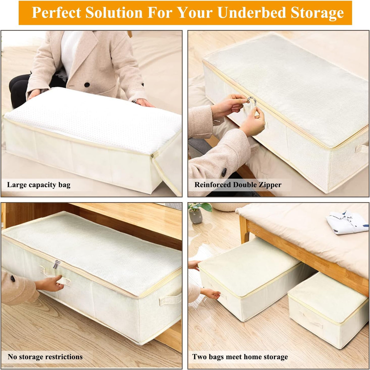 6 in Tall Under Bed Storage Containers with Lids, Grey