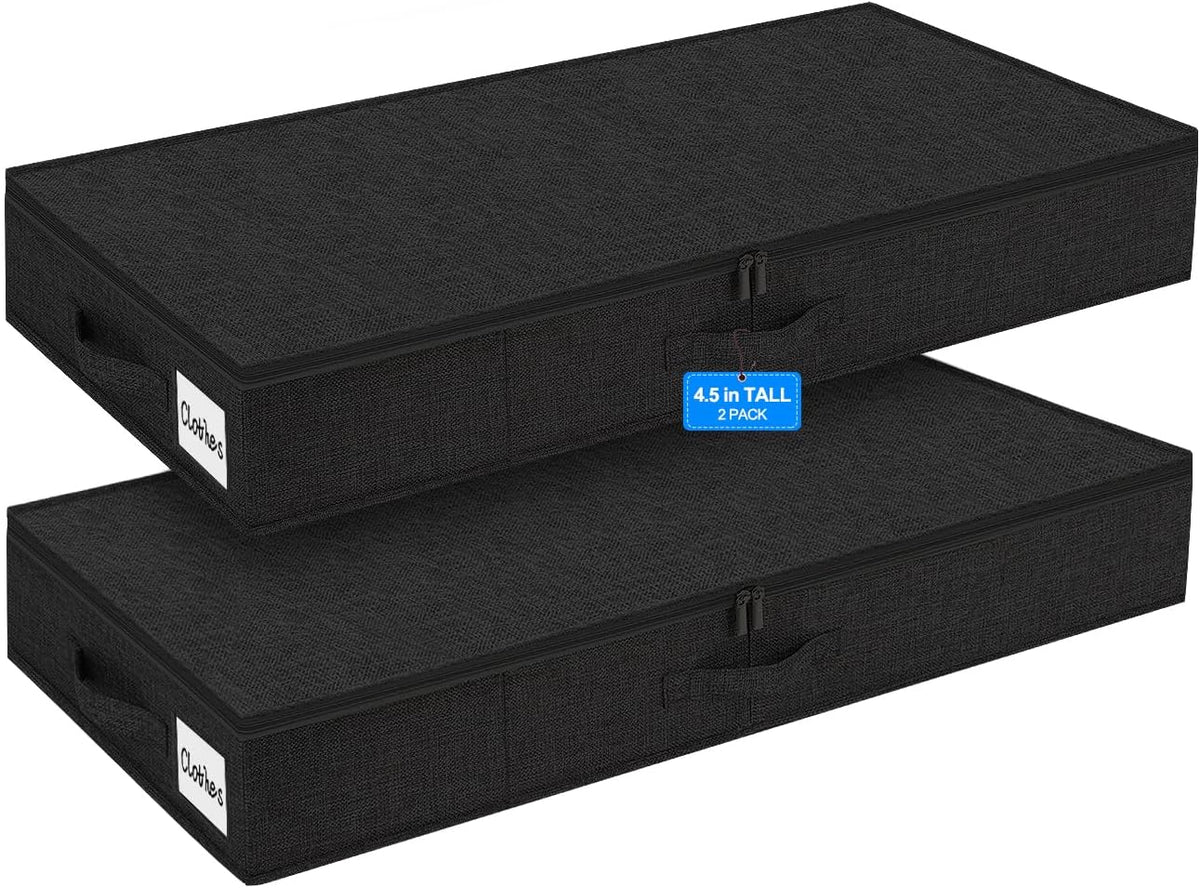 6 in Tall Under Bed Storage Containers with Lids, Grey