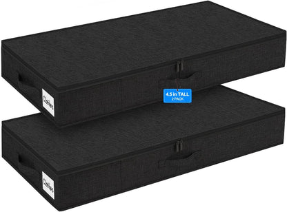 6 in Tall Under Bed Storage Containers with Lids, Grey