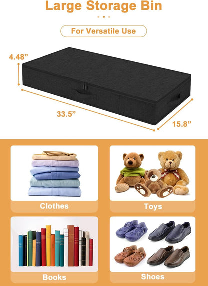 6 in Tall Under Bed Storage Containers with Lids, Grey