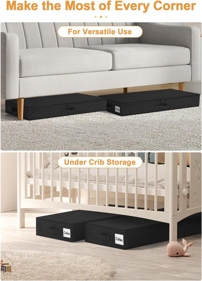 6 in Tall Under Bed Storage Containers with Lids, Grey