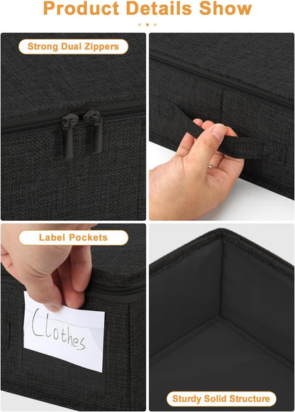 6 in Tall Under Bed Storage Containers with Lids, Grey