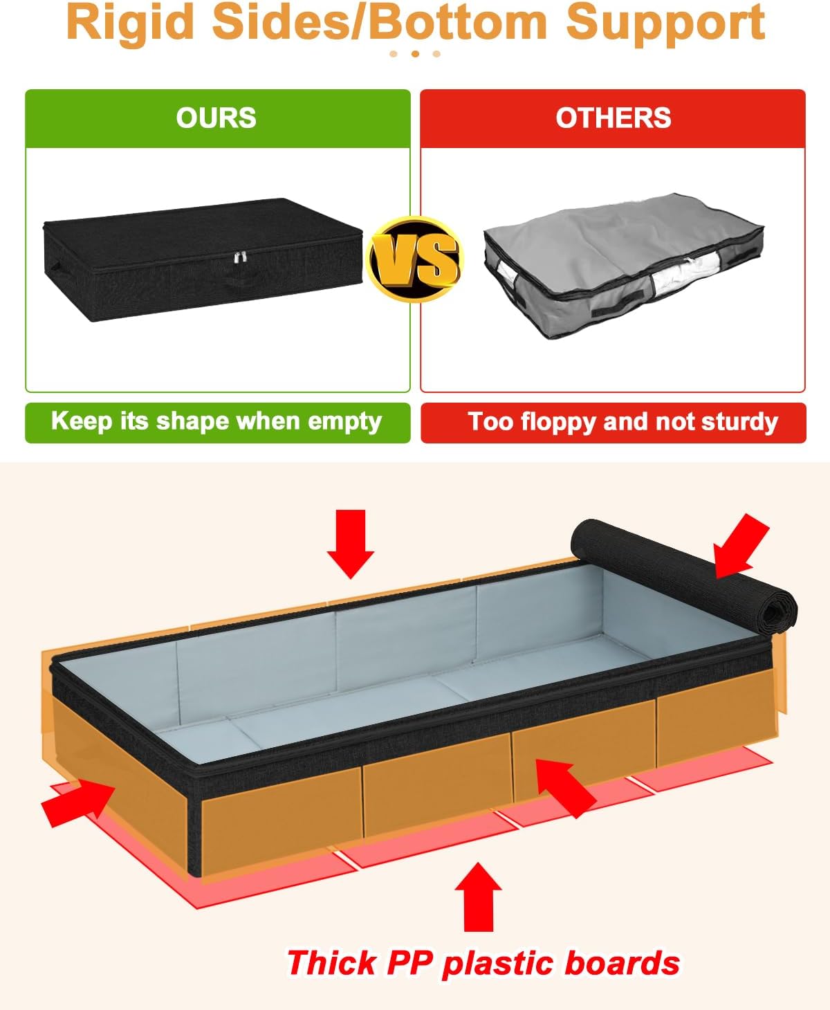6 in Tall Under Bed Storage Containers with Lids, Grey
