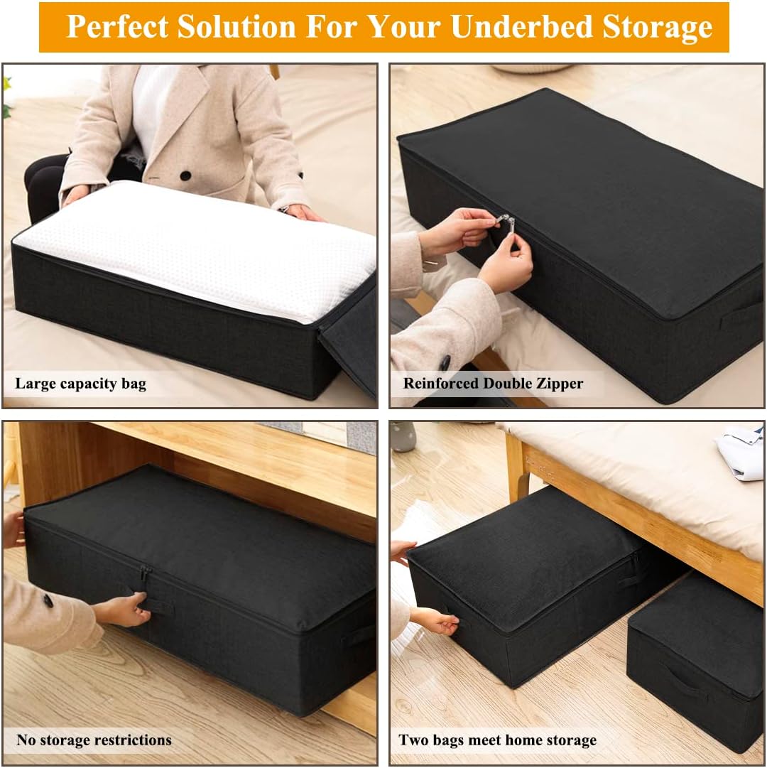 6 in Tall Under Bed Storage Containers with Lids, Grey