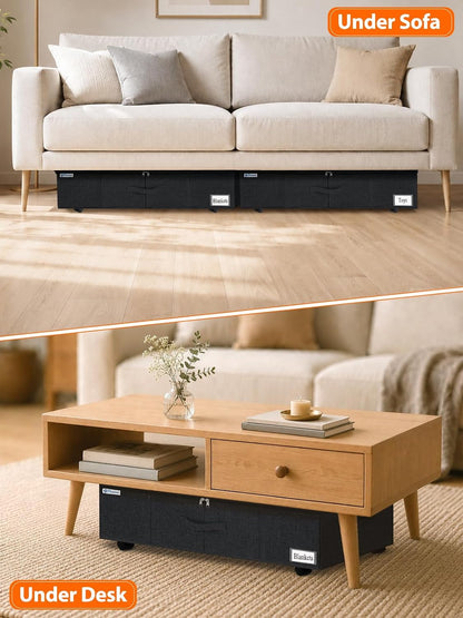 6 in Tall Under Bed Storage Containers with Lids, Grey