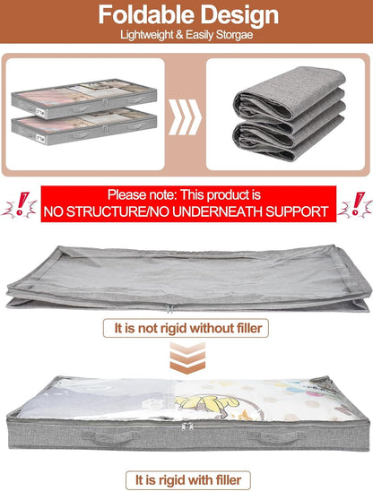 6 in Tall Under Bed Storage Containers with Lids, Grey