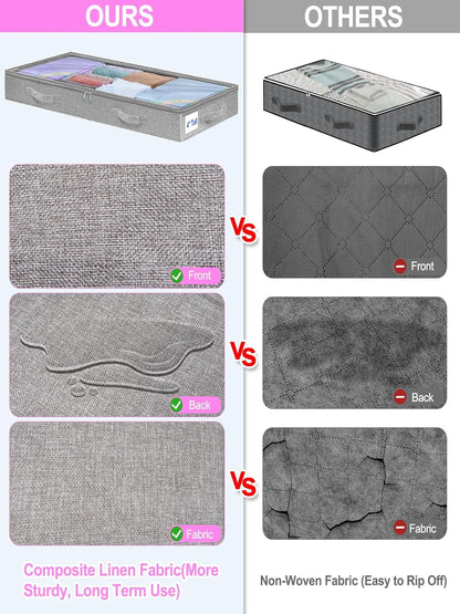 6 in Tall Under Bed Storage Containers with Lids, Grey