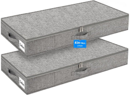 6 in Tall Under Bed Storage Containers with Lids, Grey