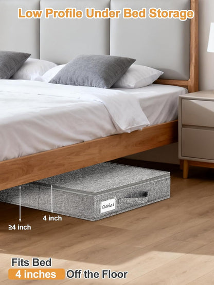 6 in Tall Under Bed Storage Containers with Lids, Grey